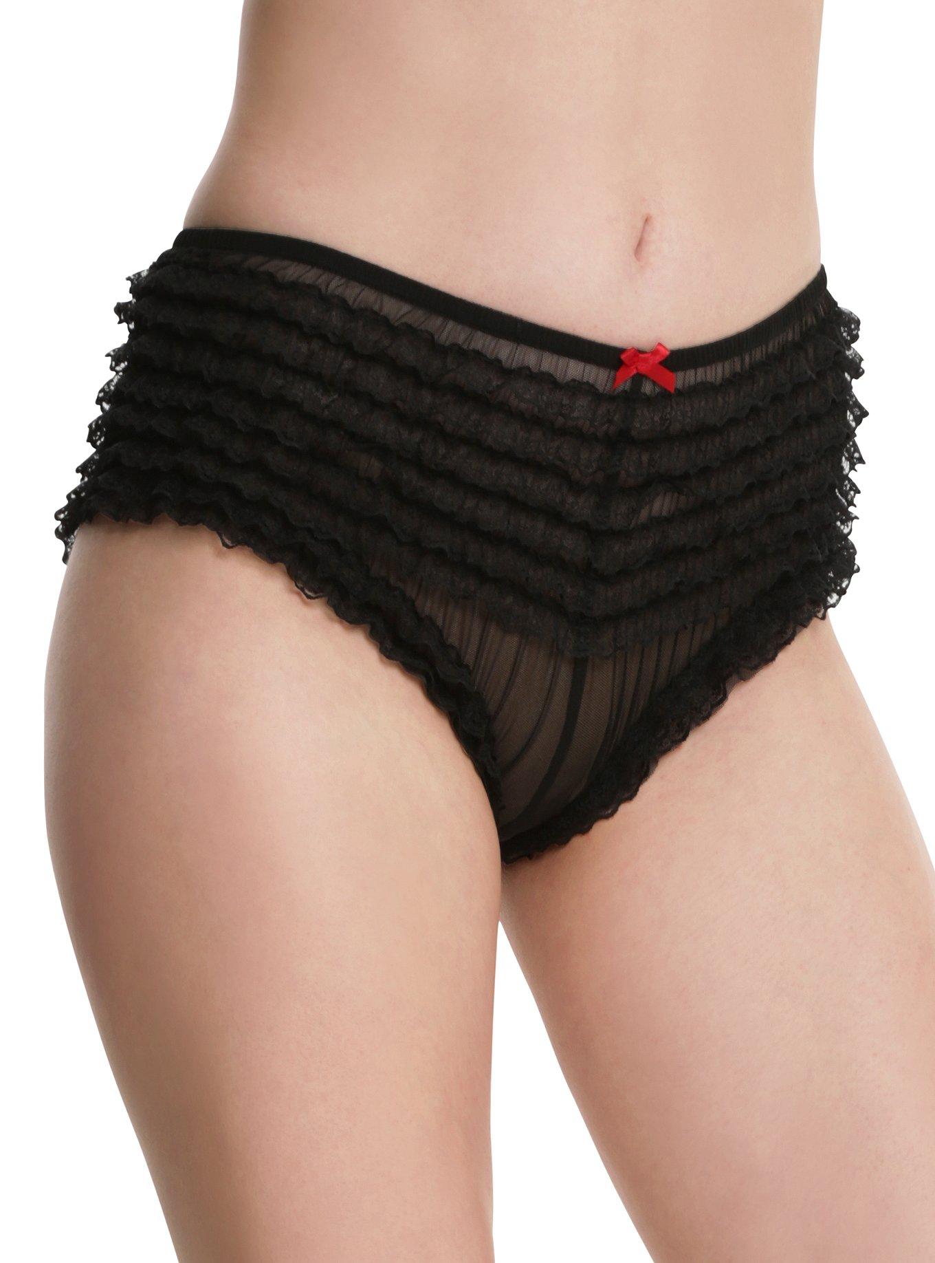 Black & Red Bow Back Rumba Panty, BLACK, hi-res