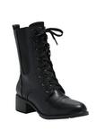 Black Lace-Up Chelsea Combat Boots, BLACK, hi-res