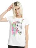 Rainbow Unicorn Skull Girls T-Shirt, WHITE, hi-res