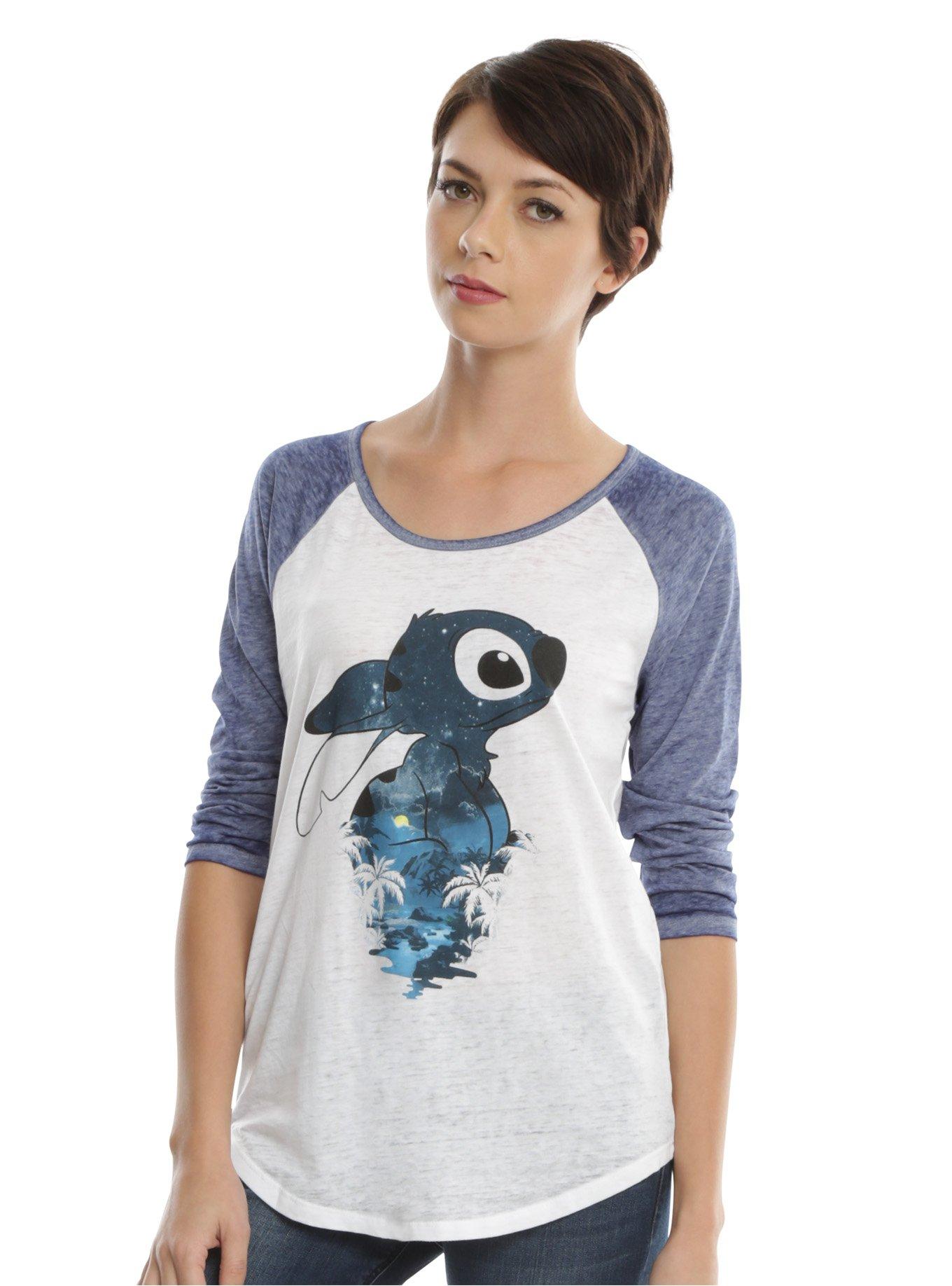 Disney Lilo & Stitch Night Sky Burnout Girls Raglan, WHITE, hi-res