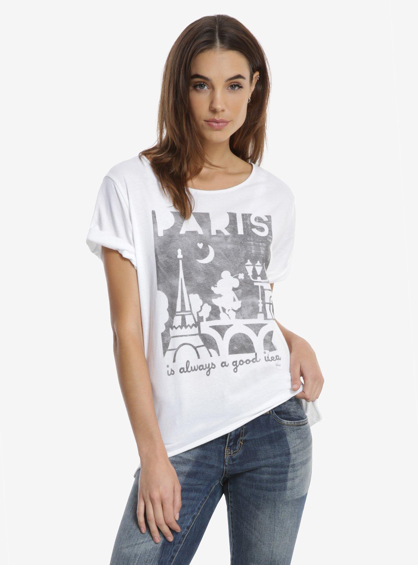 Junk Food Disney Minnie Mouse Paris Womens Tee, WHITE, hi-res