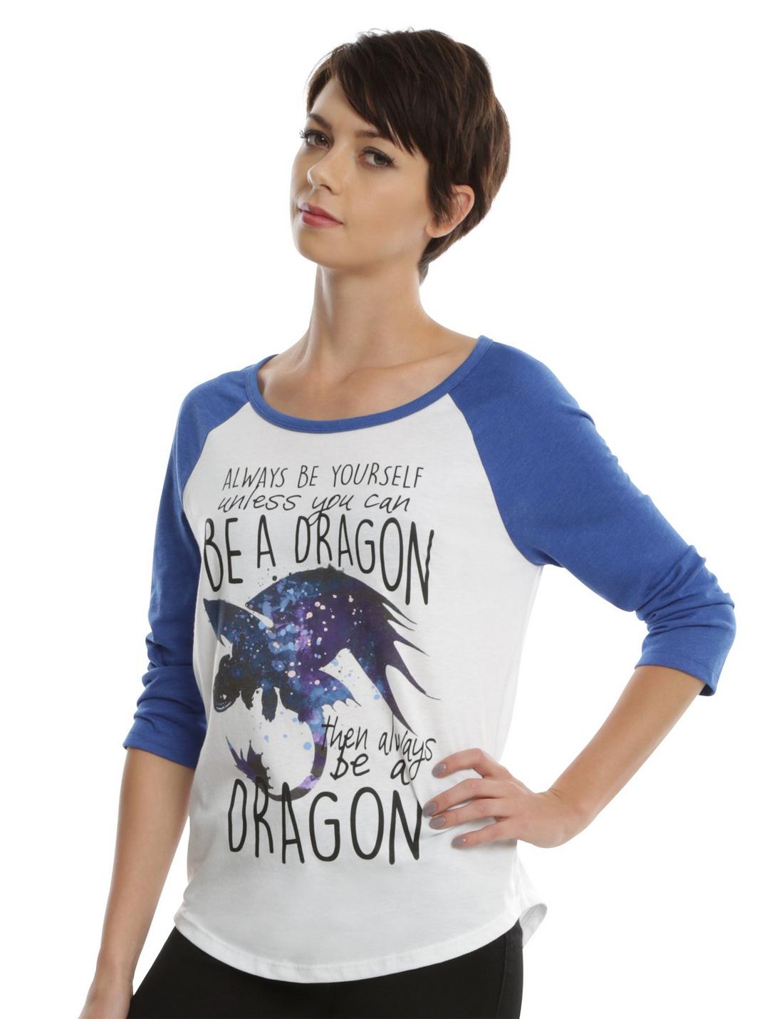 How To Train Your Dragon Be A Dragon Girls Raglan, WHITE, hi-res