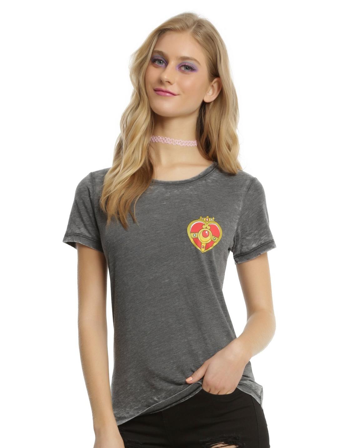 Sailor Moon Cosmic Heart Compact Girls Burnout T-Shirt, GREY, hi-res