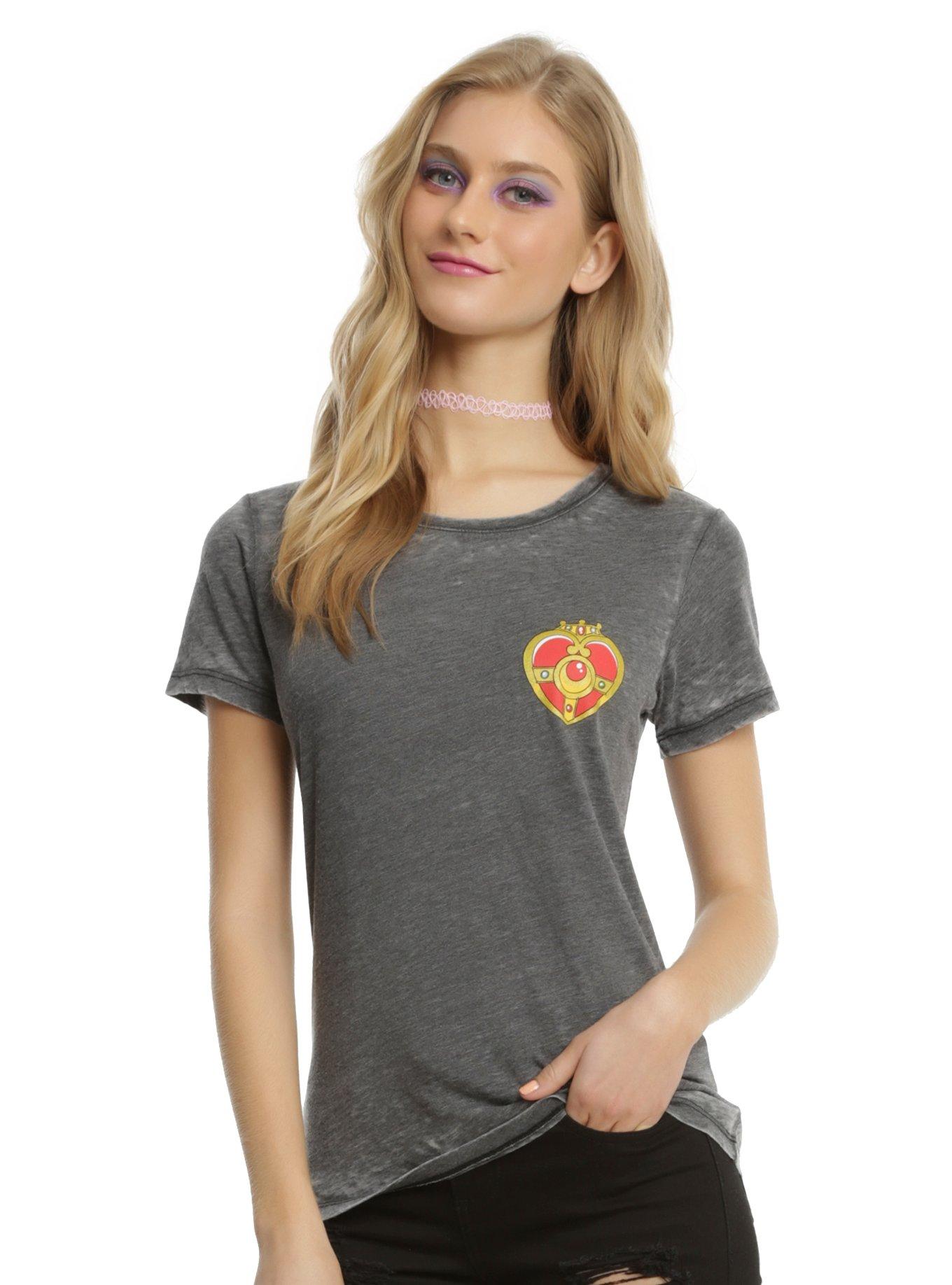 Sailor Moon Cosmic Heart Compact Girls Burnout T-Shirt, GREY, hi-res