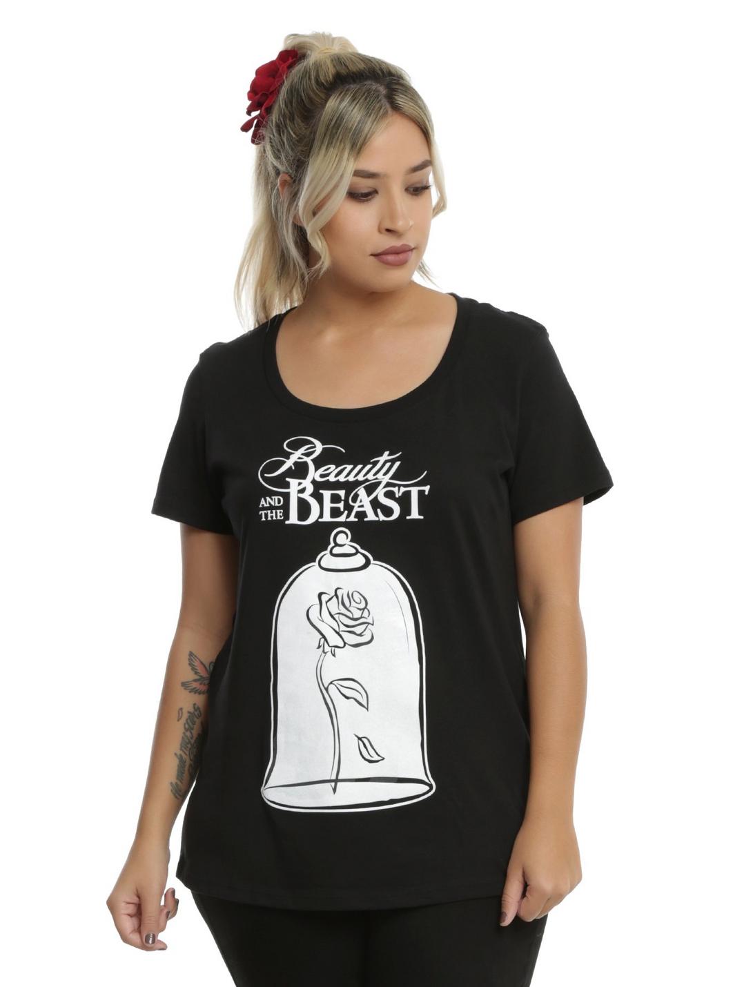 Disney Beauty And The Beast Enchanted Rose Glow Girls T-Shirt Plus Size, BLACK, hi-res