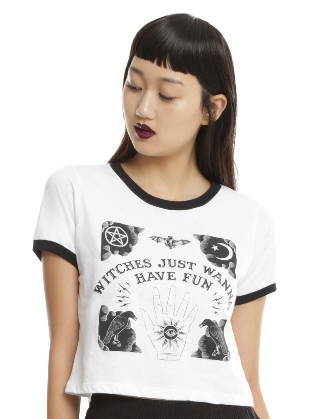 Witches Have Fun Girls Crop Top, WHITE, hi-res