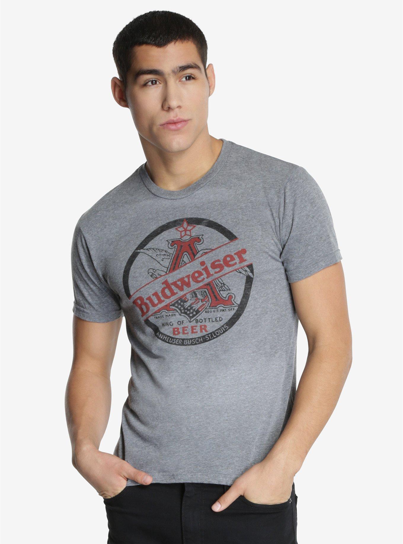 Budweiser Beer Logo T-Shirt, GREY, hi-res