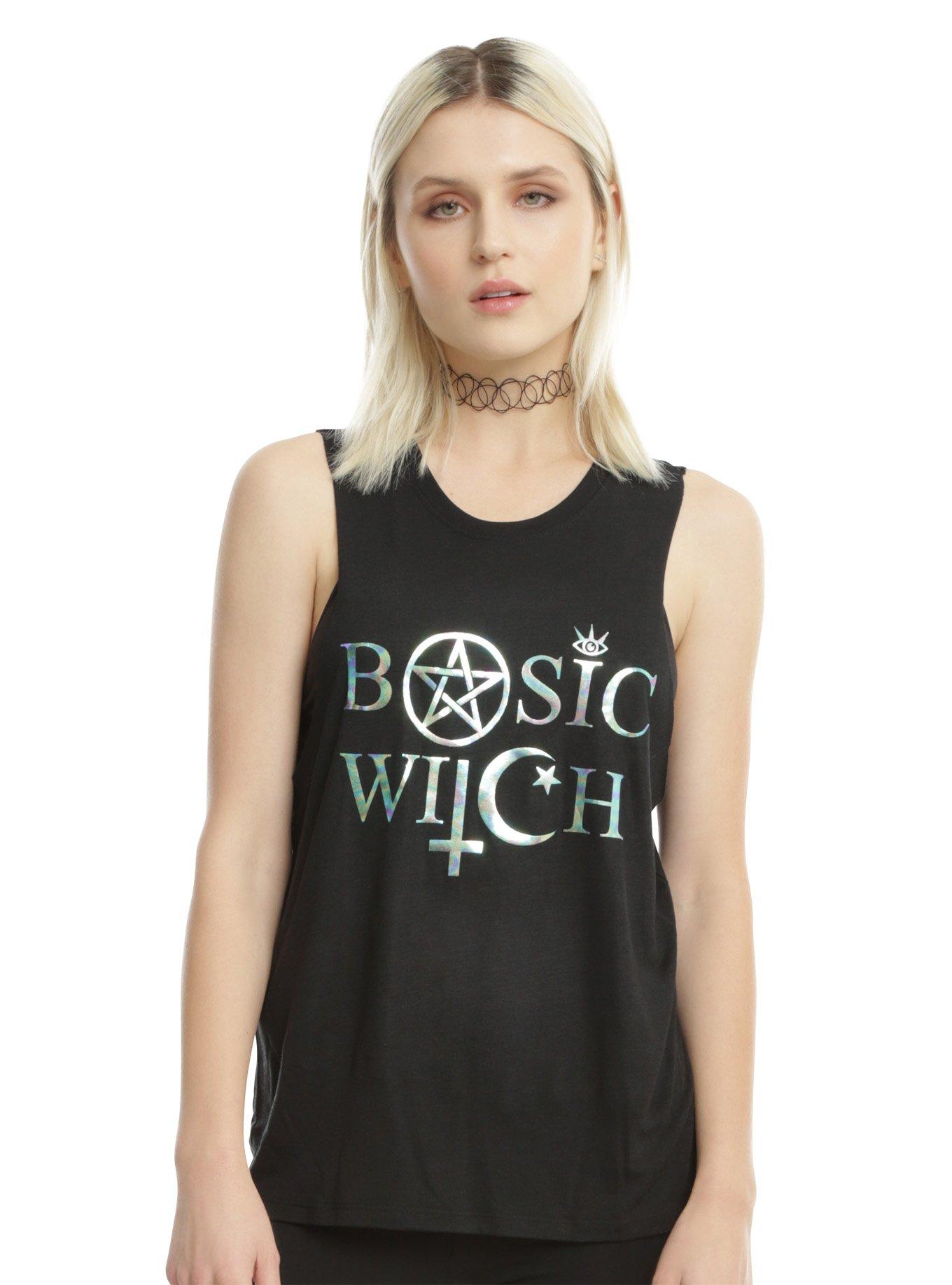 Basic Witch Foil Girls Muscle Top, BLACK, hi-res