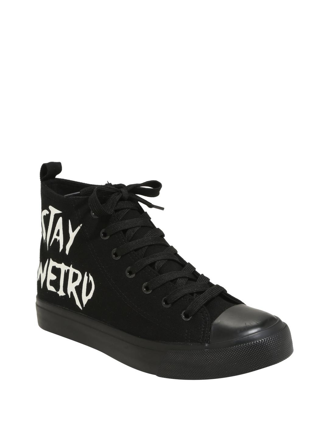 Plus Size Stay Weird Hi-Top Sneakers, BLACK, hi-res