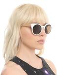 White And Wood Round Sunglasses, , hi-res