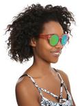 Translucent Pink Green Lens Cat Eye Sunglasses, , hi-res