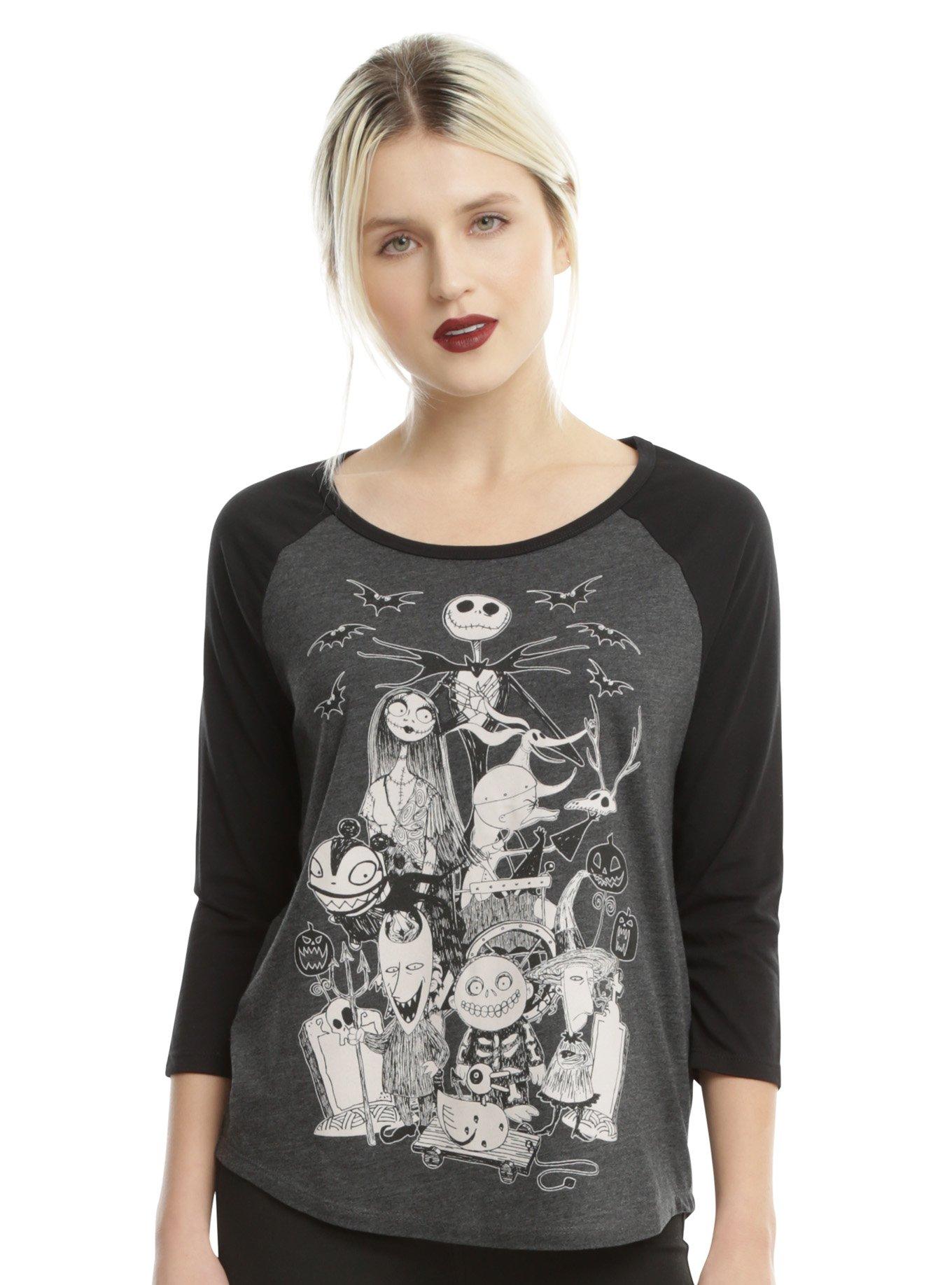 The Nightmare Before Christmas Group Girls Raglan, GRAPHITE, hi-res