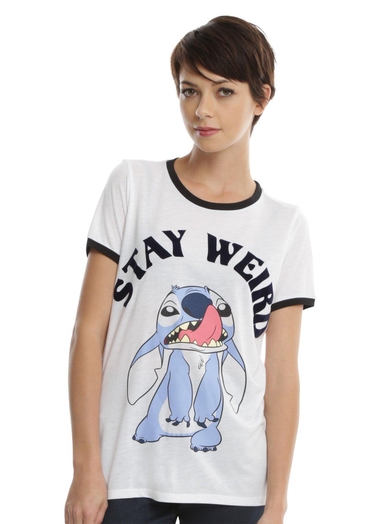 Disney Lilo And Stitch Stay Weird Girls Ringer T Shirt Hot Topic 1433