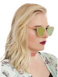 Gold Top Bridge Pink Mirror Lens Sunglasses, , hi-res
