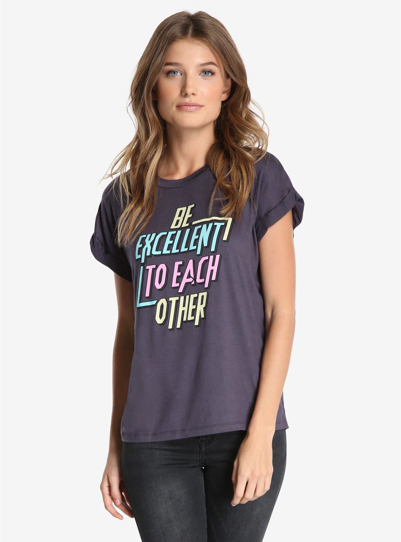 Bill & Ted's Excellent Adventure Be Excellent Womens Tee, GREY, hi-res