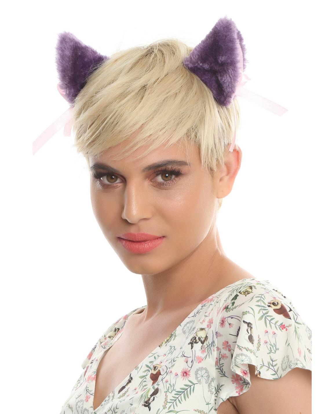 Blackheart Purple & Pink Cat Ear Hair Clips, , hi-res