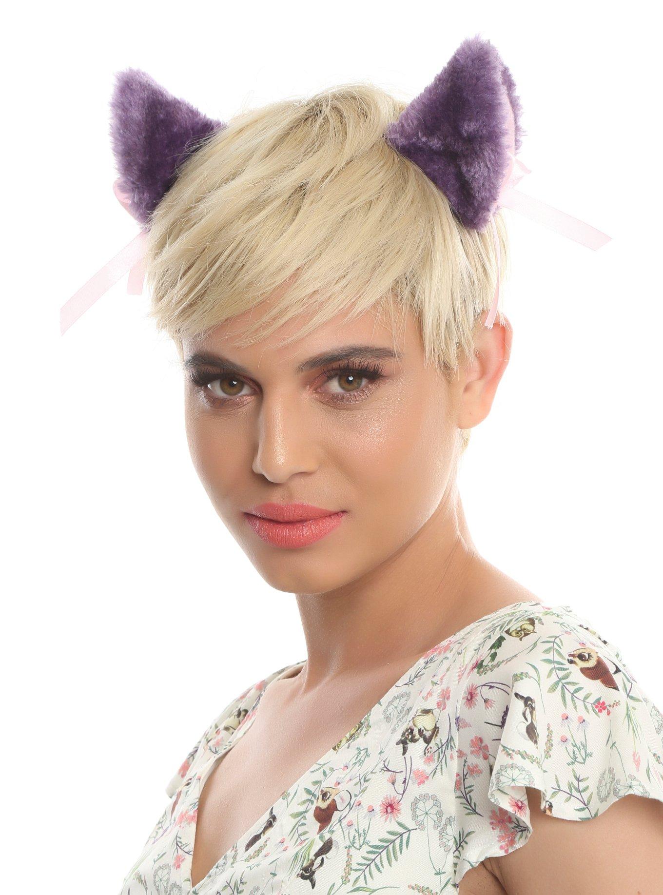 Blackheart Purple & Pink Cat Ear Hair Clips, , hi-res
