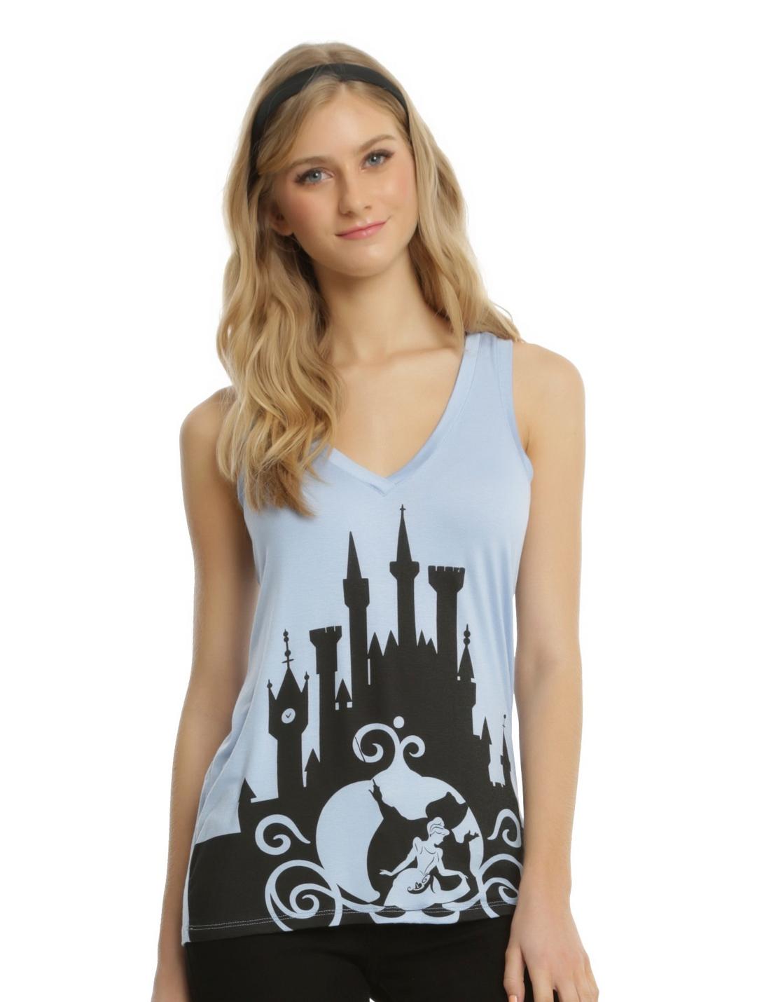 Disney Cinderella Castle Cut-Back Girls Tank Top, LIGHT BLUE, hi-res
