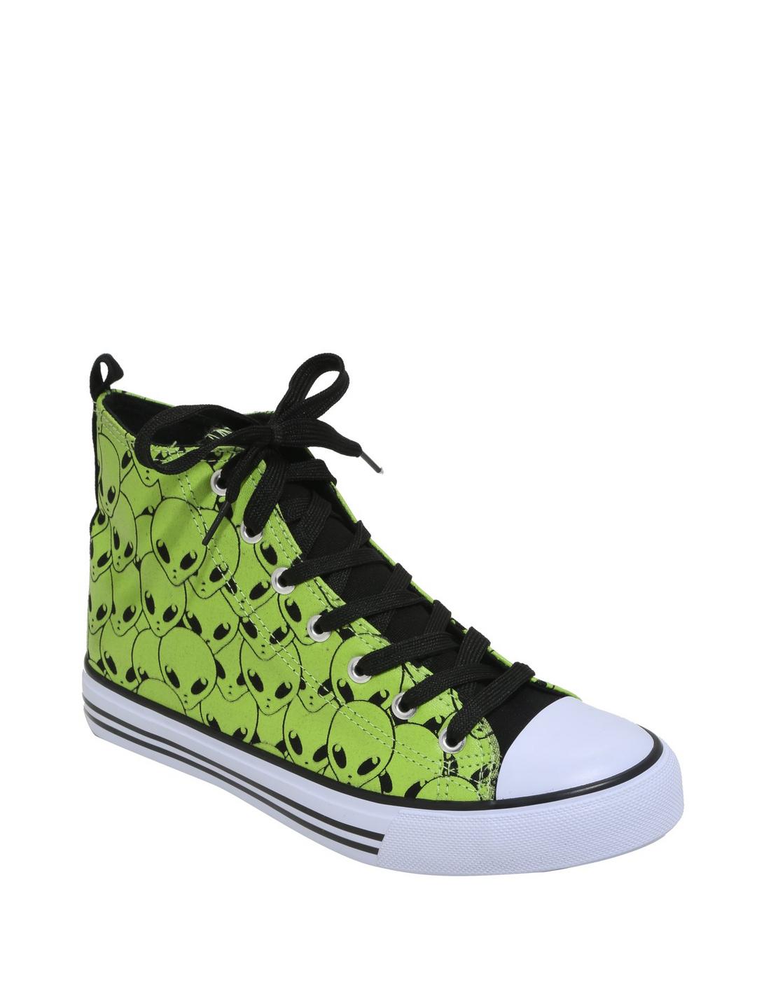 Green Alien Hi-Top Sneakers, GREEN, hi-res