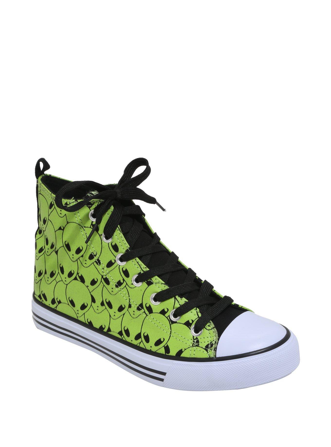 Green Alien Hi-Top Sneakers, GREEN, hi-res