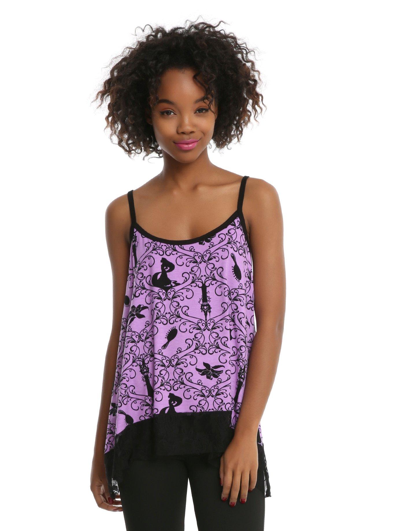 Disney Tangled Lace Bottom Girls Tank Top, BLACK, hi-res