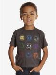 Marvel Avengers Logos Youth Tee, CHARCOAL, hi-res