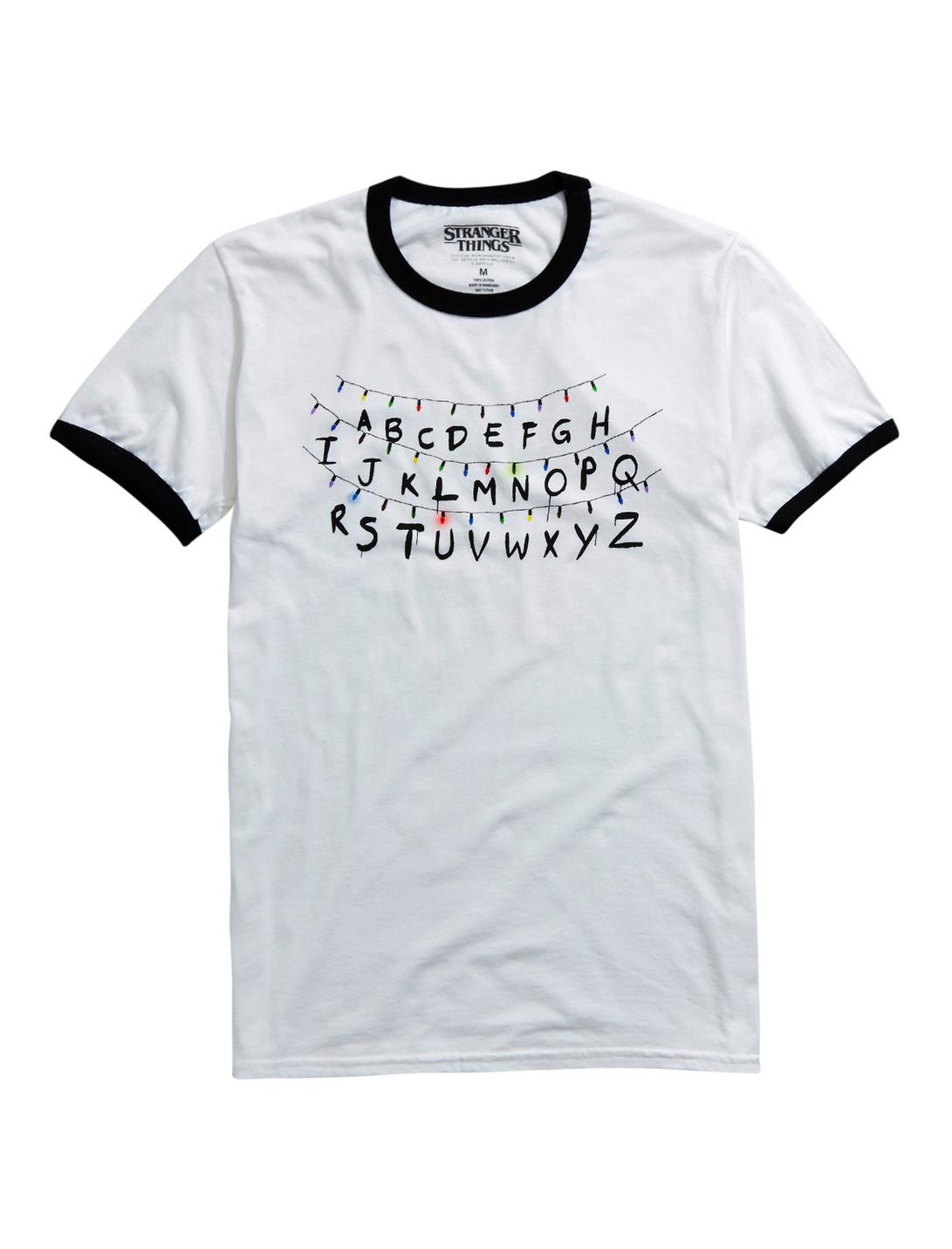 Stranger Things Holiday Lights Ringer T-Shirt, WHITE, hi-res