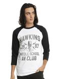 Stranger Things Hawkins AV Club Raglan, WHITE, hi-res