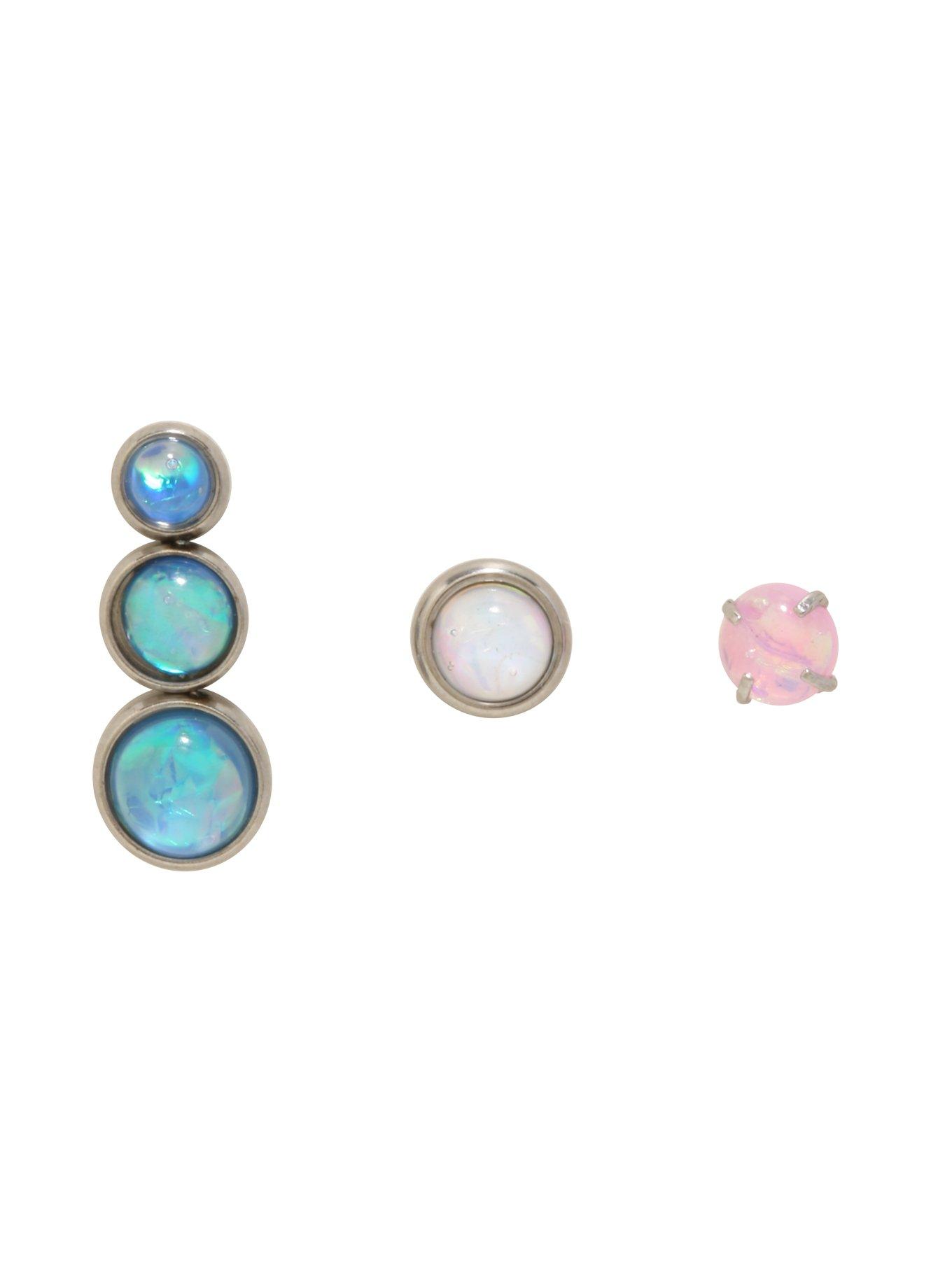 Steel Opal Cartilage Stud 3 Pack, MULTI, hi-res