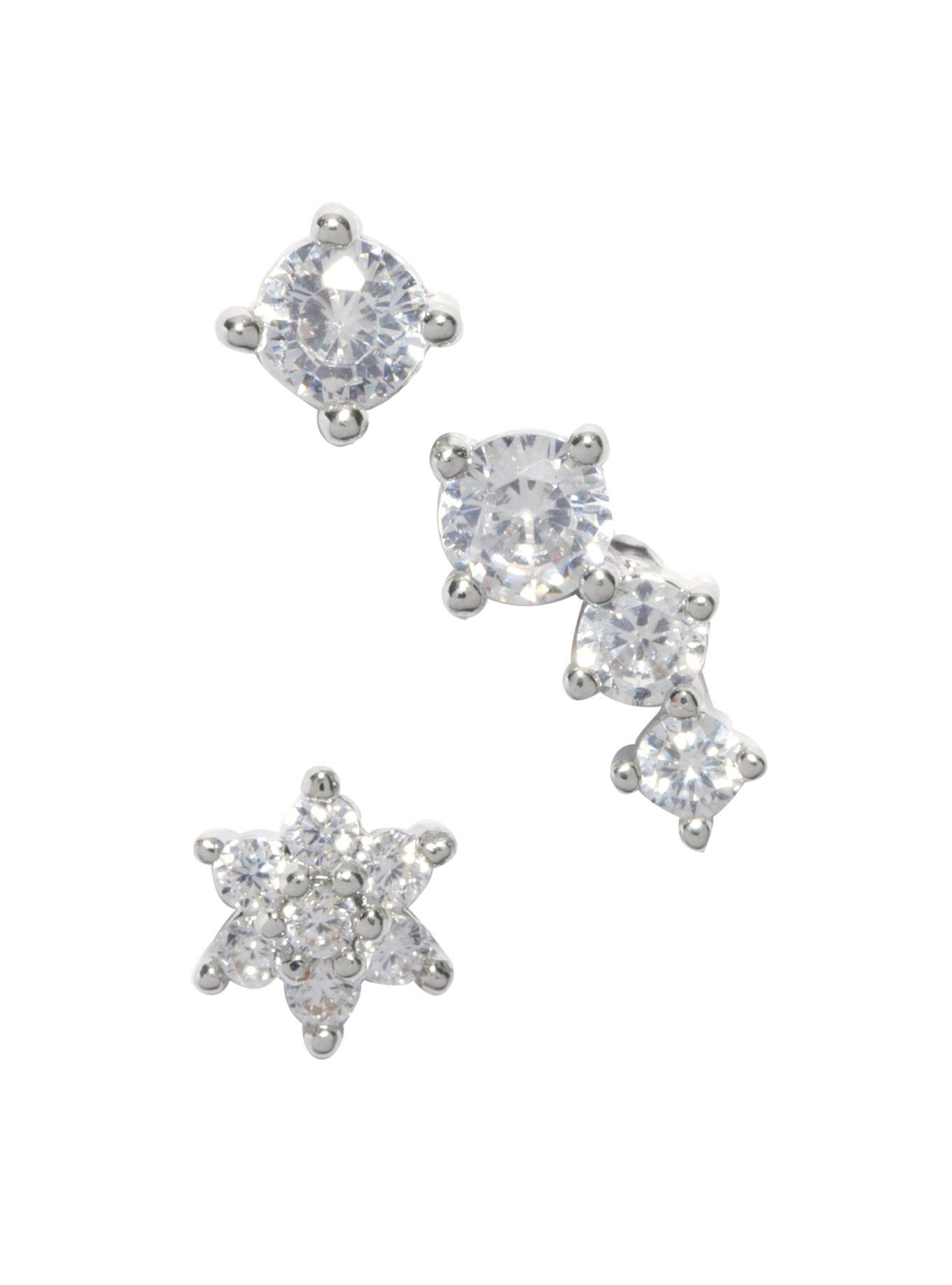 Steel CZ Prong Cartilage Stud 3 Pack | Hot Topic