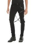 Tripp Black Zipper Detail Suspender Skinny Jeans, BLACK, hi-res