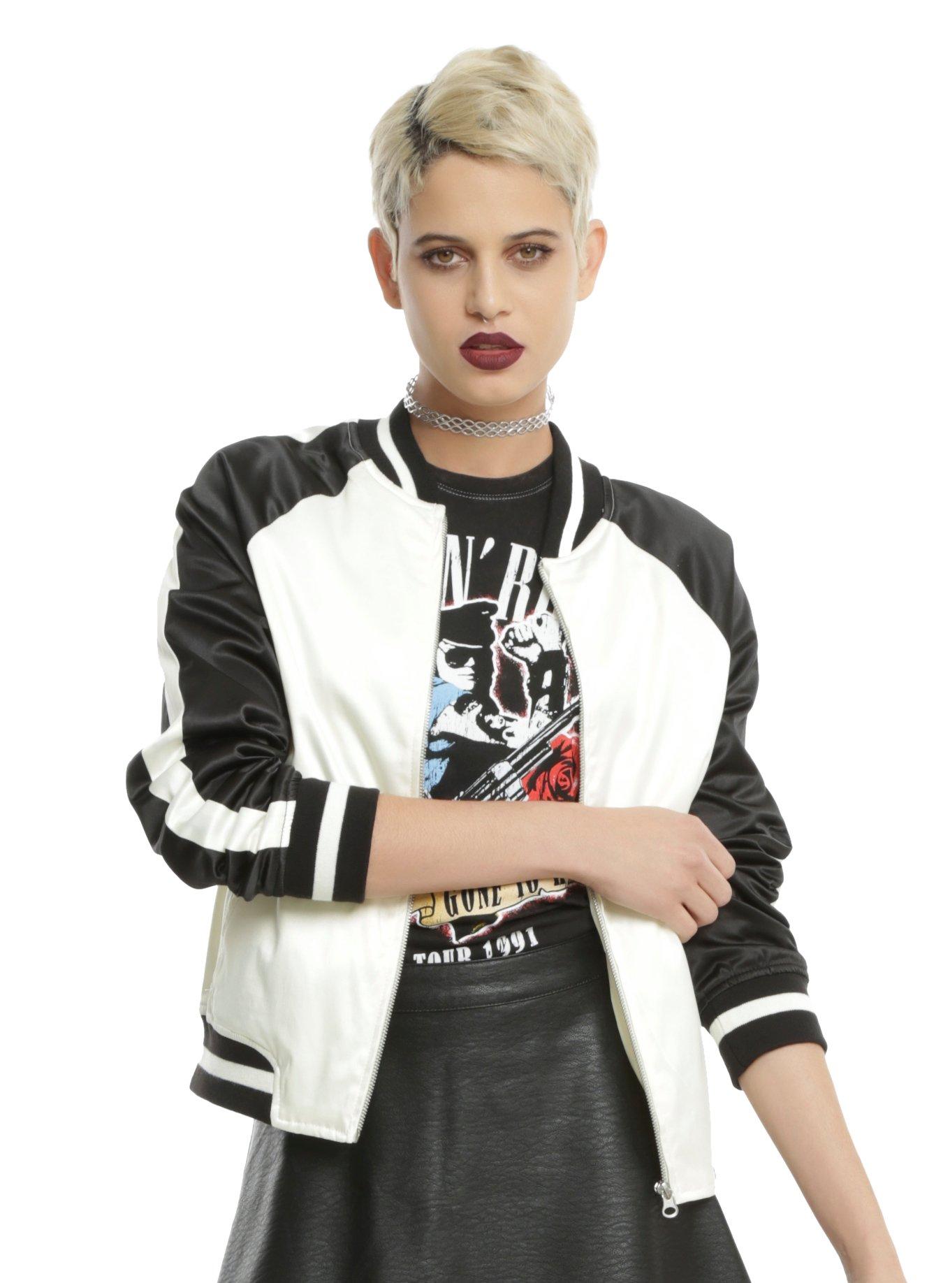 Black & White Satin Girls Souvenir Jacket | Hot Topic