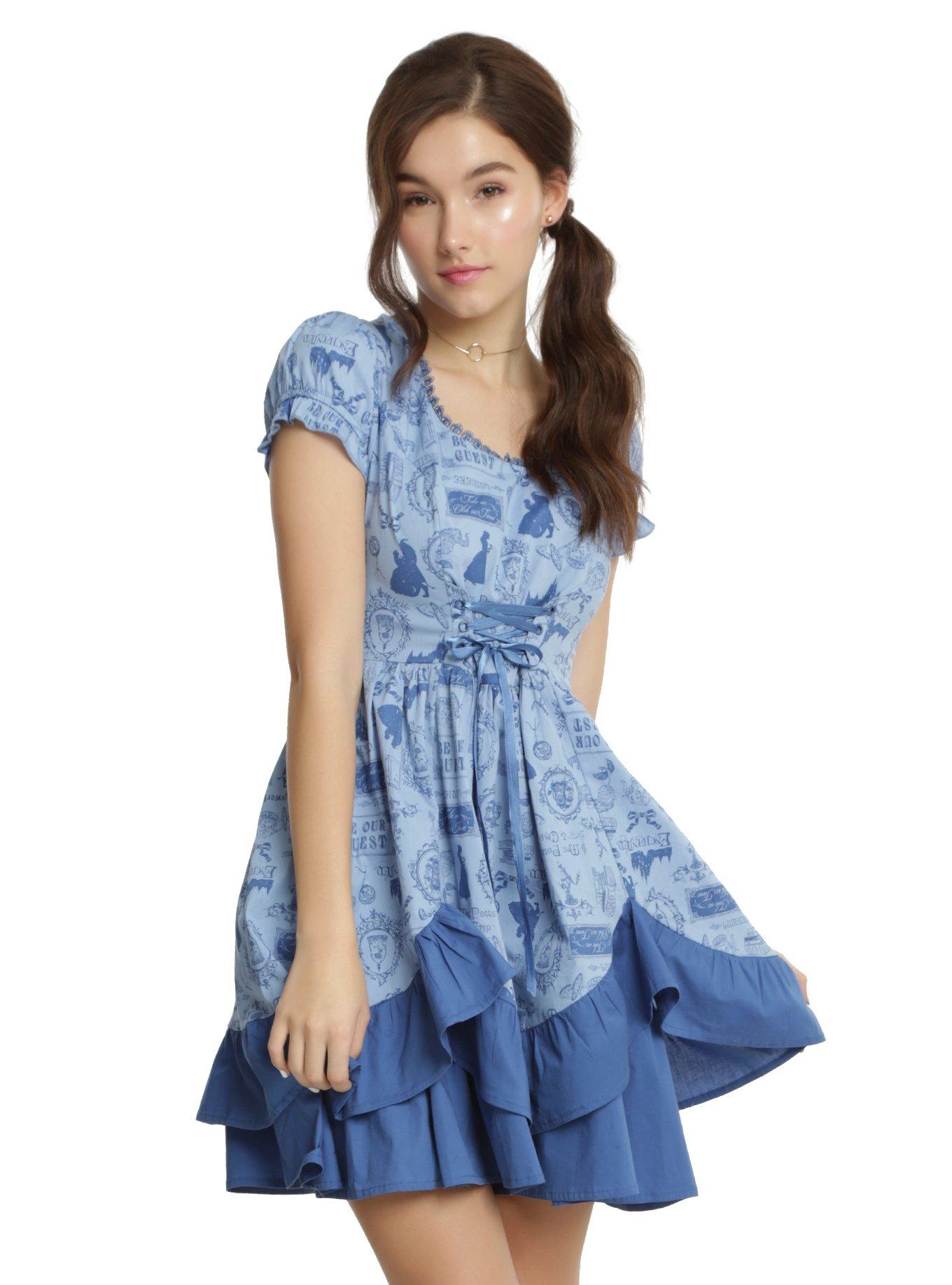 Disney Beauty And The Beast Ruffle Dress Hot Topic