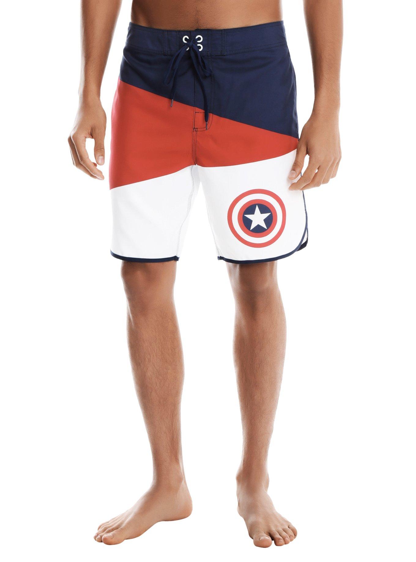 Marvel Captain America Swim Trunks, MULTI, hi-res