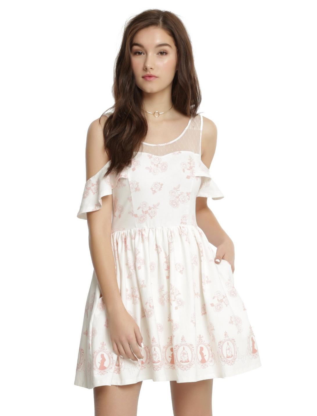 Disney Beauty And The Beast Icons Cold Shoulder Dress, IVORY, hi-res