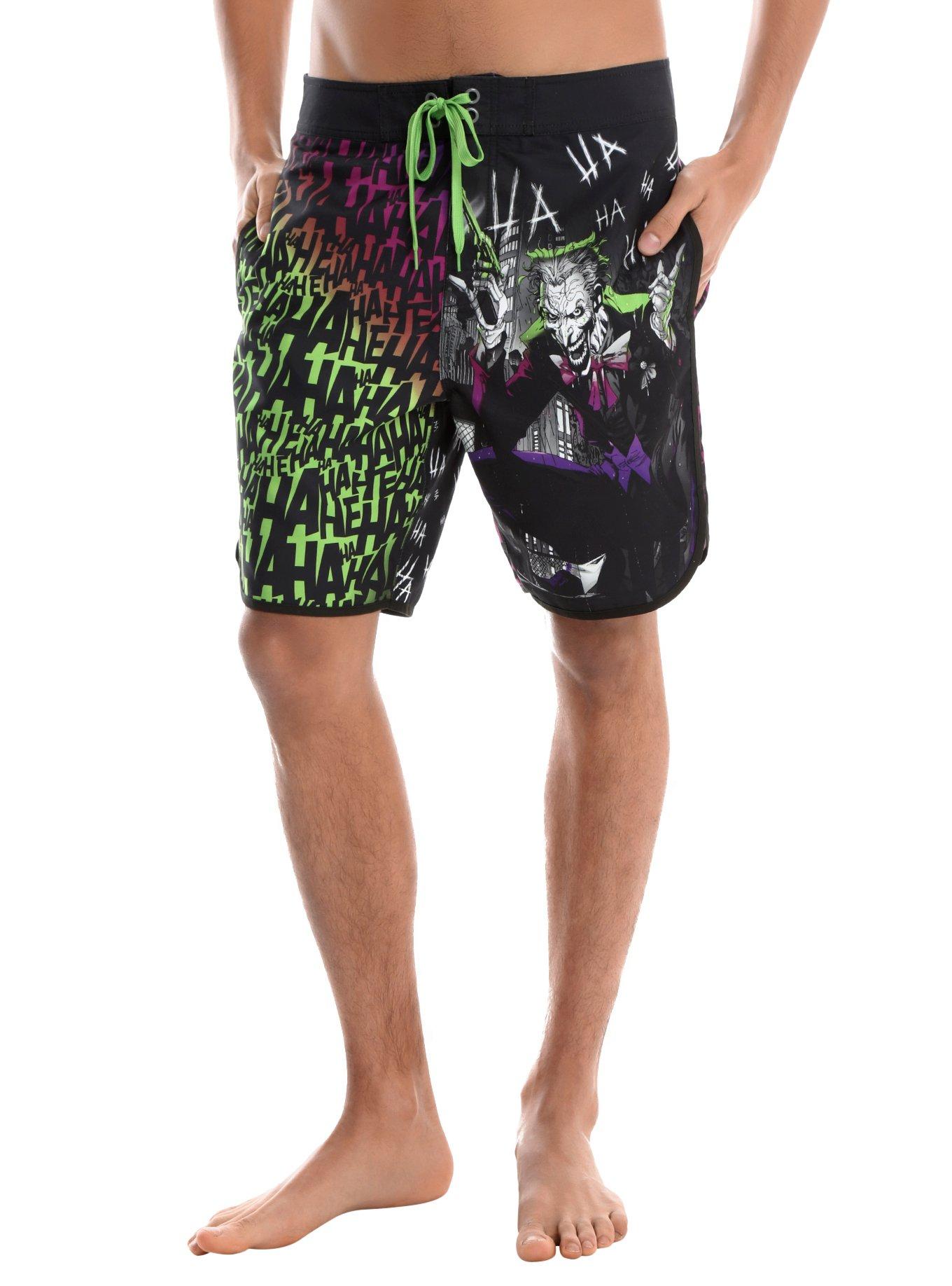 DC Comics The Joker Hahaha Swim Trunks, MULTI, hi-res