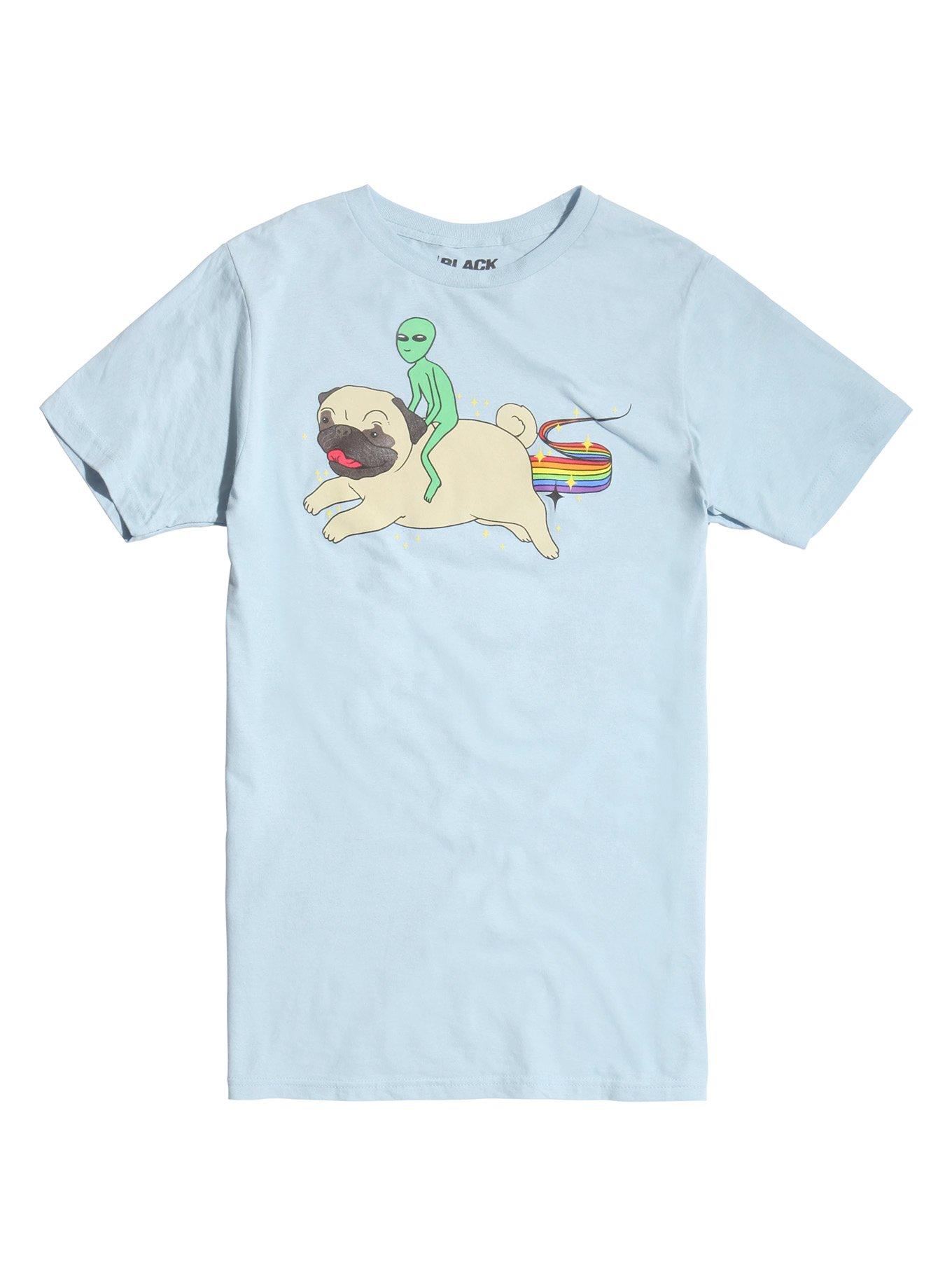 Alien Riding Pug T-Shirt, BLUE, hi-res