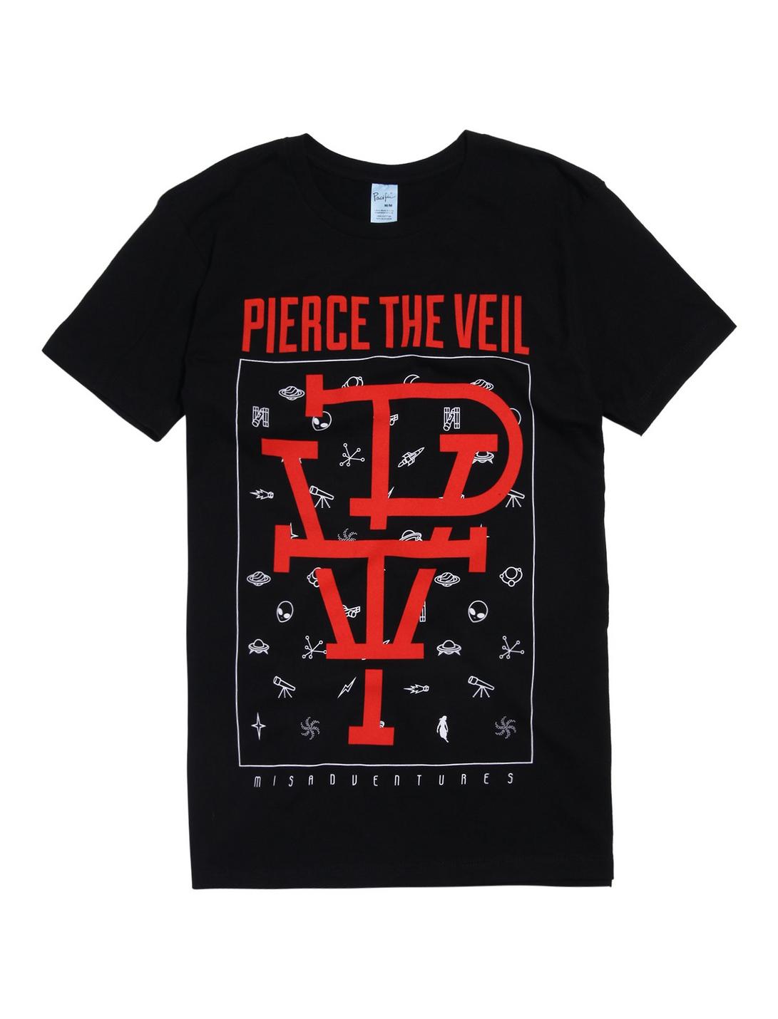 Pierce The Veil Misadventures PTV Icons T-Shirt, BLACK, hi-res