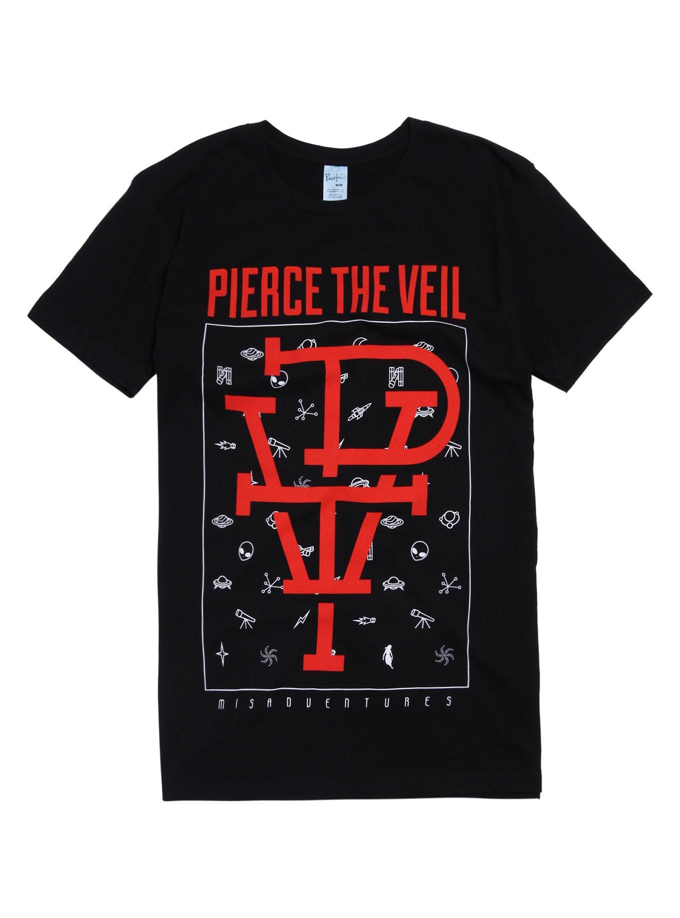 Pierce The Veil Misadventures PTV Icons T-Shirt, BLACK, hi-res