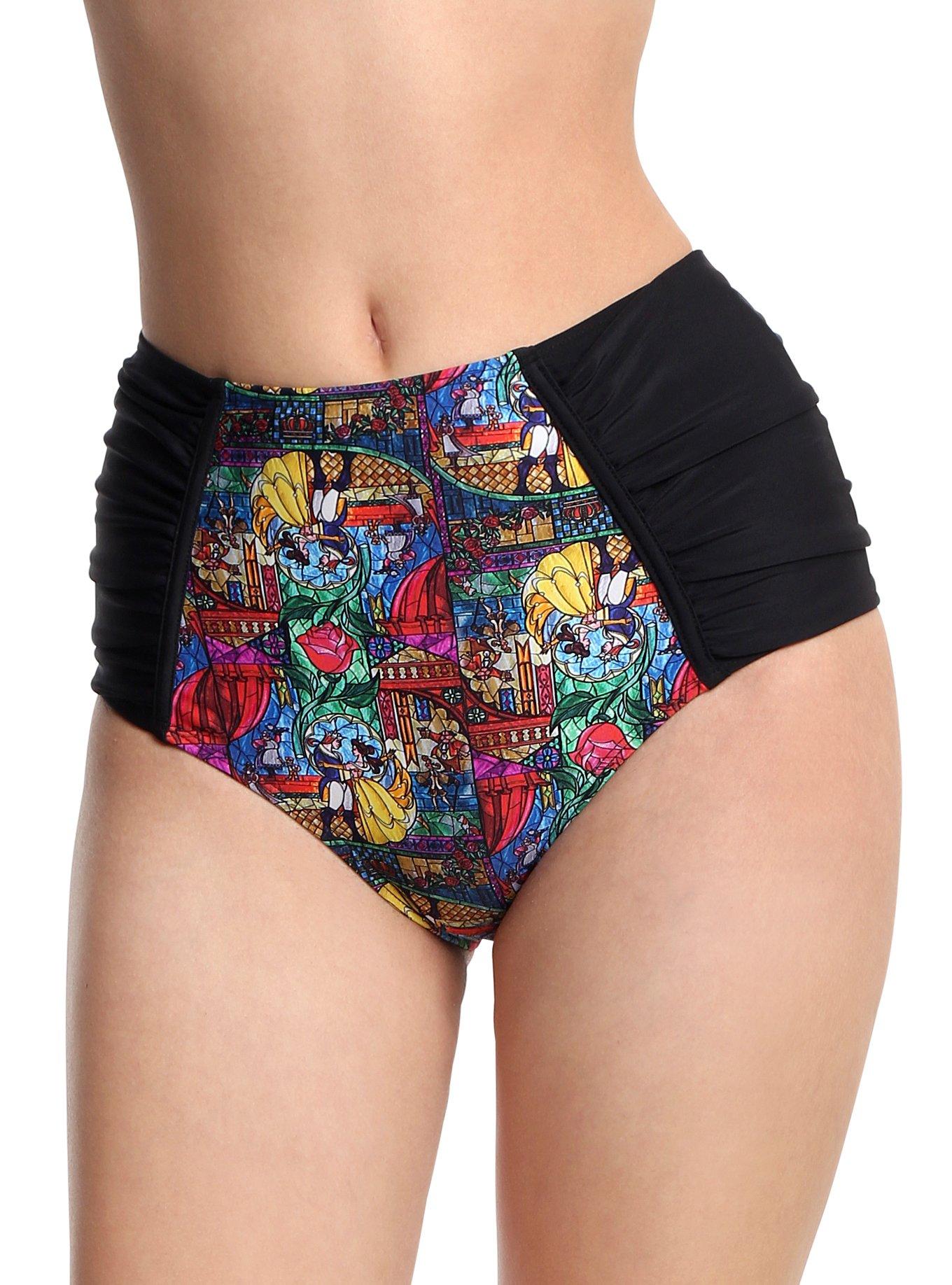 Disney Beauty And The Beast Stained Glass Swim Bottoms, MULTI, hi-res