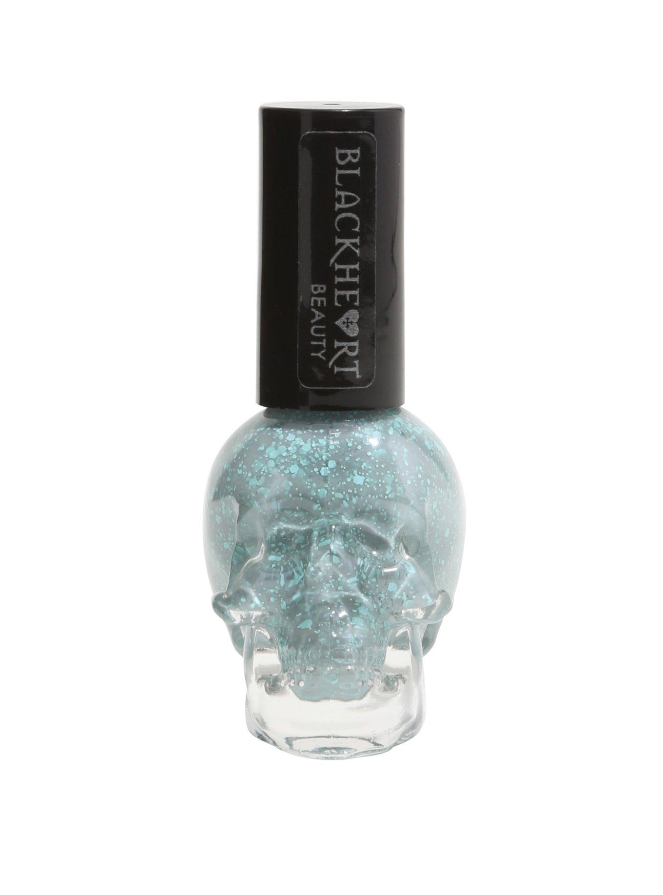 Blackheart Beauty Mint & Grey Splatter Nail Polish, , hi-res