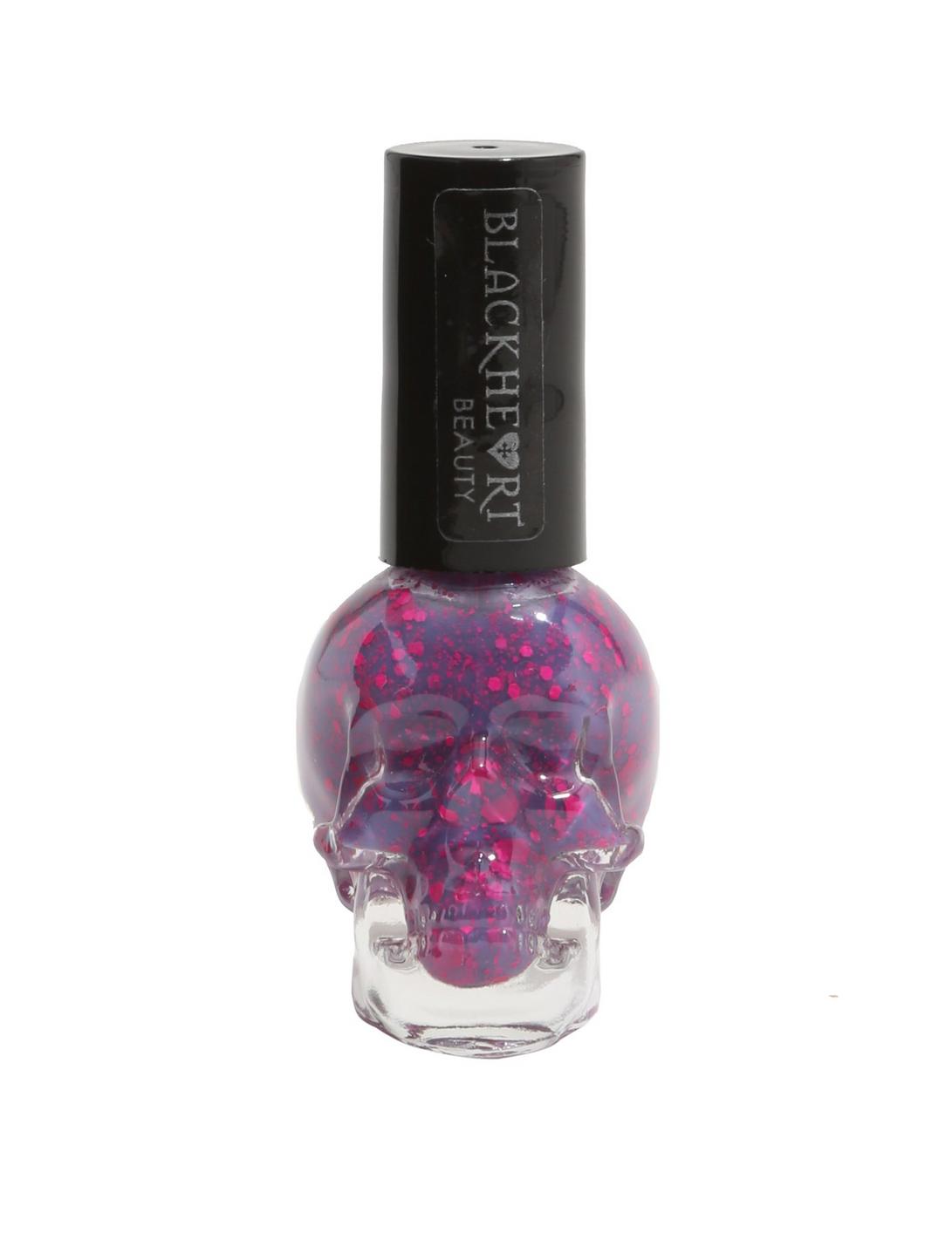 Blackheart Beauty Purple & Pink Splatter Nail Polish, , hi-res