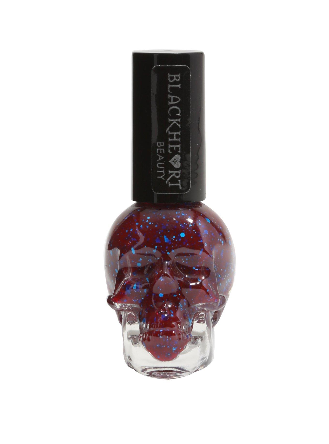 Blackheart Beauty Burgundy & Blue Splatter Nail Polish, , hi-res