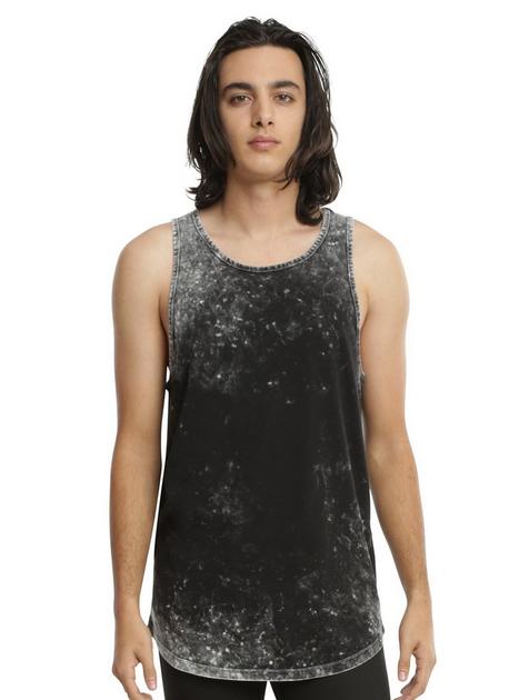 XXX RUDE Black & White Acid Wash Curved Hem Tank Top | Hot Topic