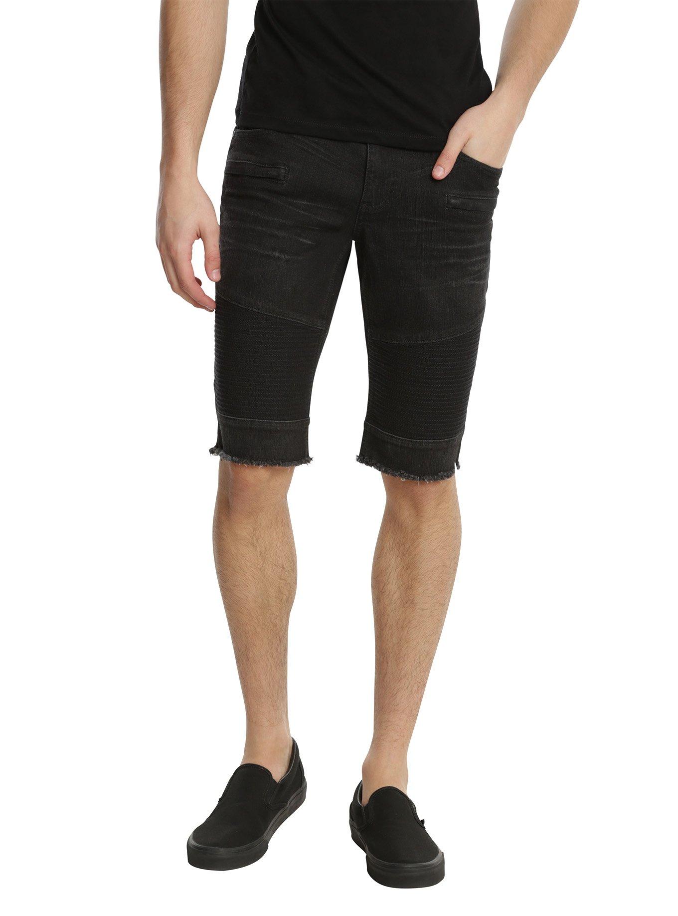 XXX RUDE Black Moto Skinny Shorts, BLACK, hi-res