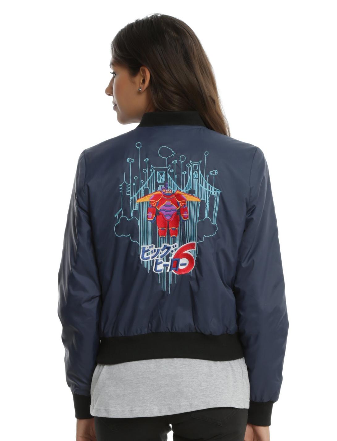 Disney Big Hero 6 Baymax Girls Satin Souvenir Jacket, NAVY, hi-res