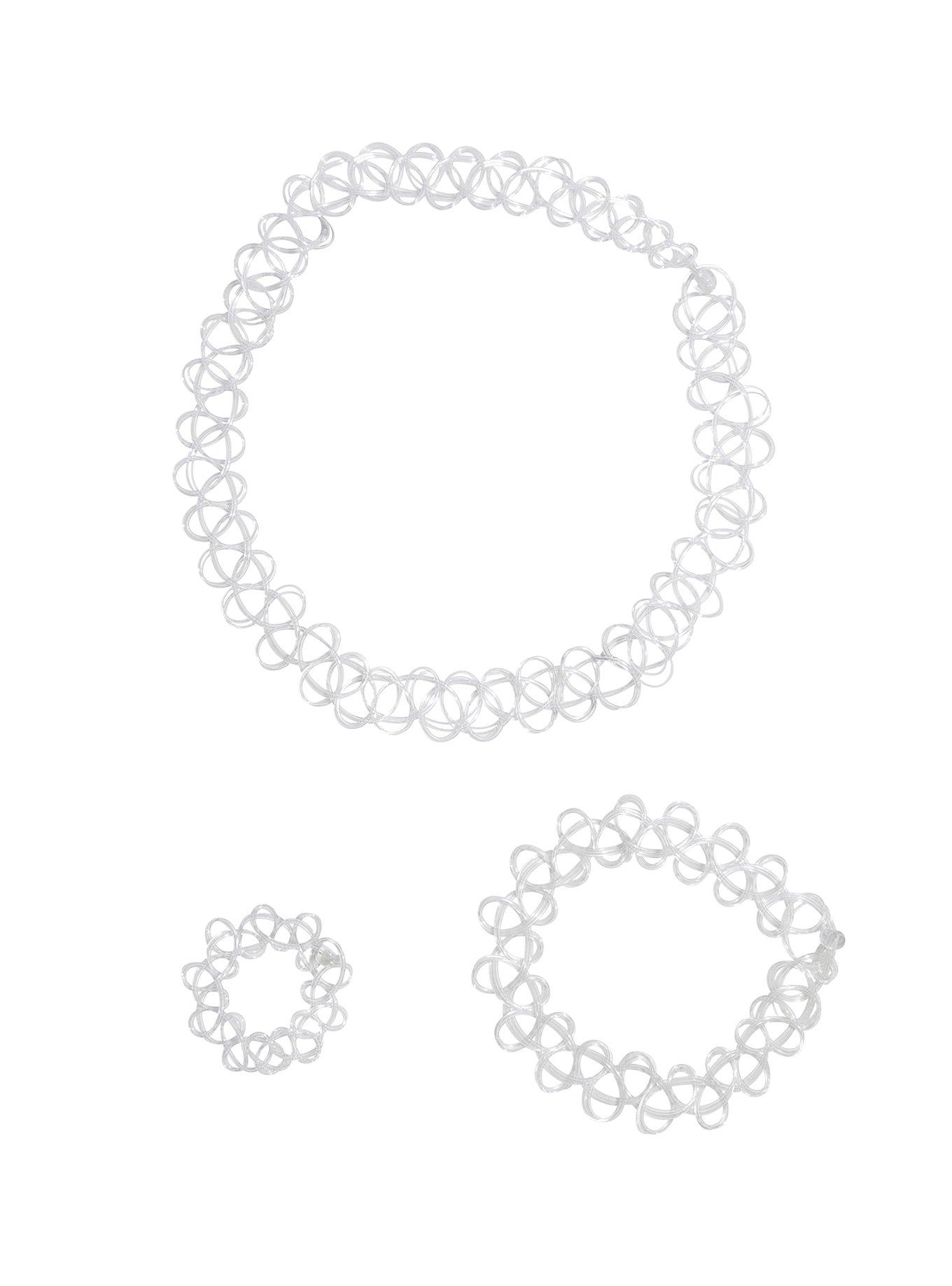 Clear Tattoo Choker Bracelet & Ring Set, , hi-res