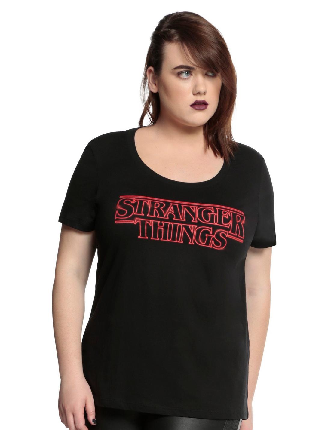 Stranger Things Logo Girls T-Shirt Plus Size, BLACK, hi-res