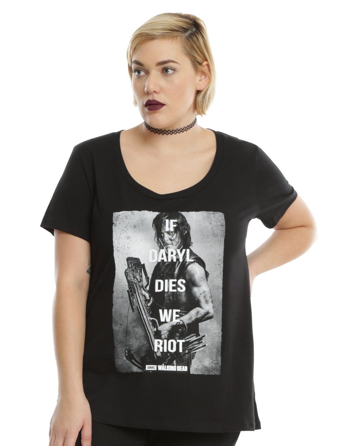The Walking Dead If Daryl Dies Girls T-Shirt Plus Size, BLACK, hi-res