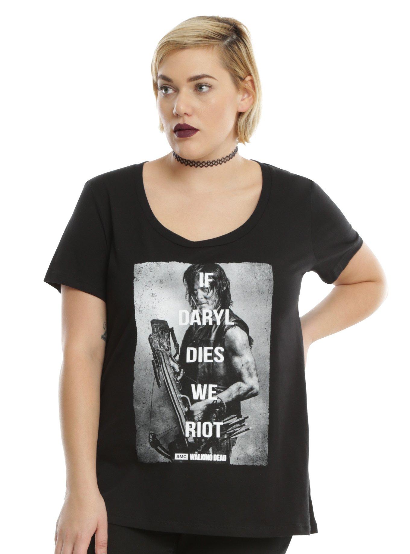 The Walking Dead If Daryl Dies Girls T-Shirt Plus Size, BLACK, hi-res